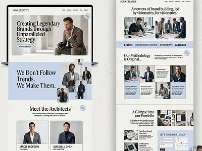 Nova Creative Agency Landing Page Design branding business corporate creative agency digital design elegant interface landing page layout minimalist modern ui portfolio saas strategy tech ui user experience ux visual design web design