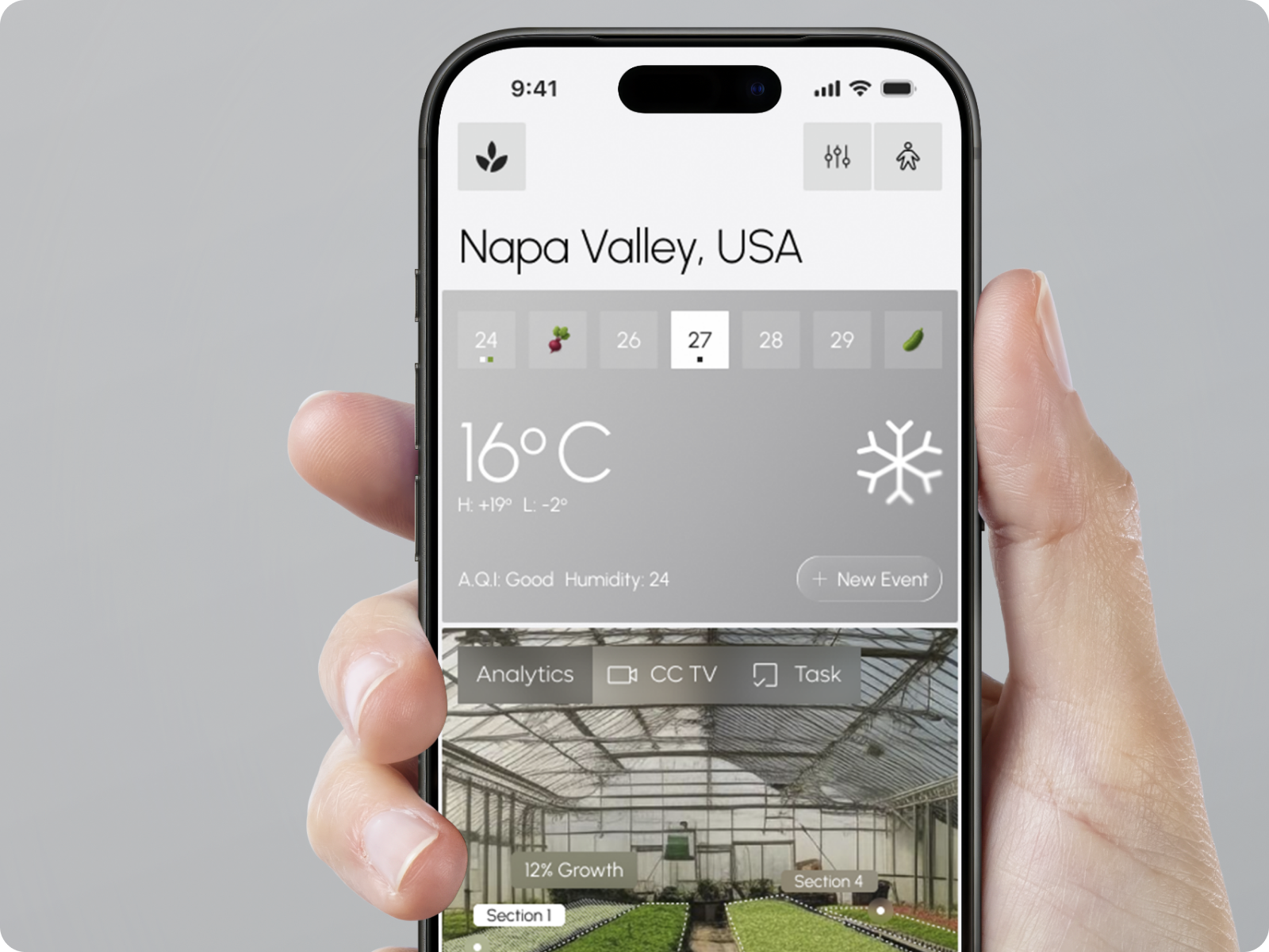 GreenSpare — Smart Greenhouse Management App UI/UX Design aas dashboard mobile design agriculture app ui design agritech mobile app ui clean minimal ui design crop monitoring app interface dark light ui mobile farm management software ui figma mobile app design greenhouse management app design ios app design 2026 iot farm monitoring app mobile app ui ux design precision agriculture technology product design case study real time data dashboard ui smart farm dashboard ui smart irrigation dashboard sustainable agritech app design ui design for startups ux case study mobile app