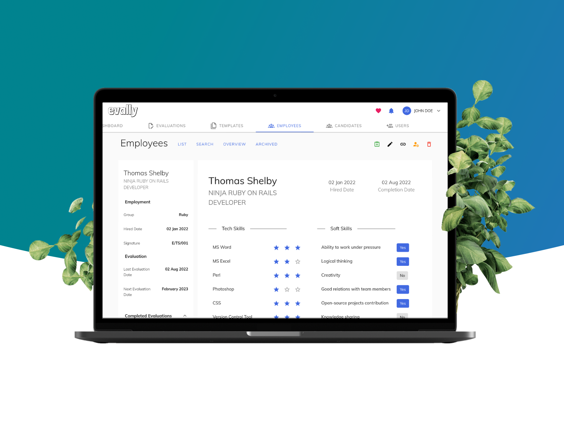 Evally -improve employee evaluation and recruitment processes app app development hr industry hr tool management project uxui web appication