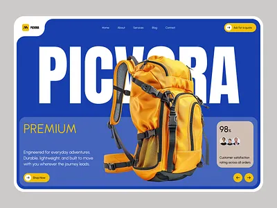 Picvora – eCommerce Landing Page UI bag design ecommerce hero section interface landing page minimal modern saas shopping ui ux web design website