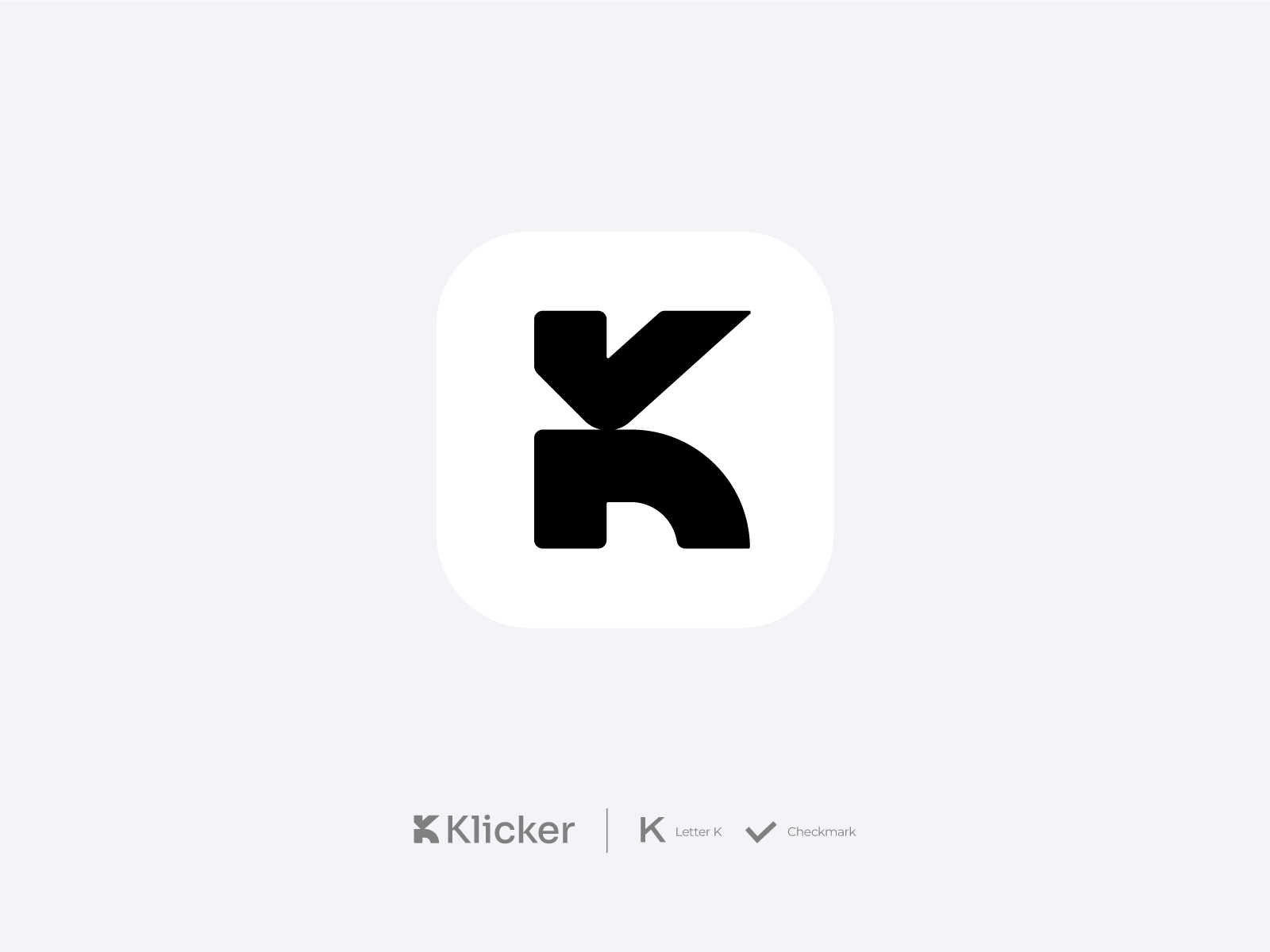 Klicker | K | K+Checkmark logo | Letter K logo abstract logo ai logo brand identity branding business logo check mark logo clicker logo fintech logo geometric logo k k letter logo logo logo design logo designer minimal modern logo monogram icon saas symbol tech logo