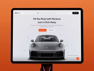 Car Rental Landing Page UI - Rentura Vehicle Booking Web Design automativeui booking ui car rental app car rental website dashboarddesign interactiondesign landing page design microinteractiondesign mobilityapp productdesign uidesign uxdesign web app ui