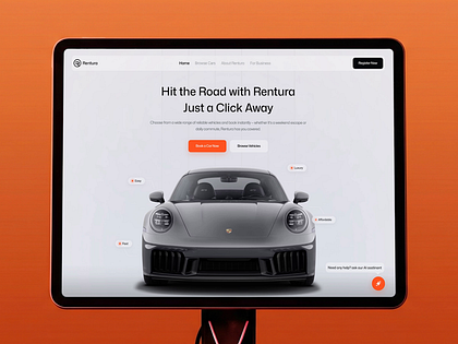 Car Rental Landing Page UI - Rentura Vehicle Booking Web Design