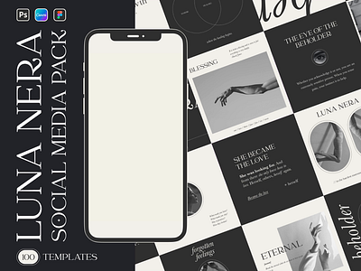 Luna Nera B&W Classic Instagram Template animated animation beige black boho bw canva content creation design elegant graphic design instagram instagram design instagram post instagram story instagram template luna nera photoshop social media sophisticated