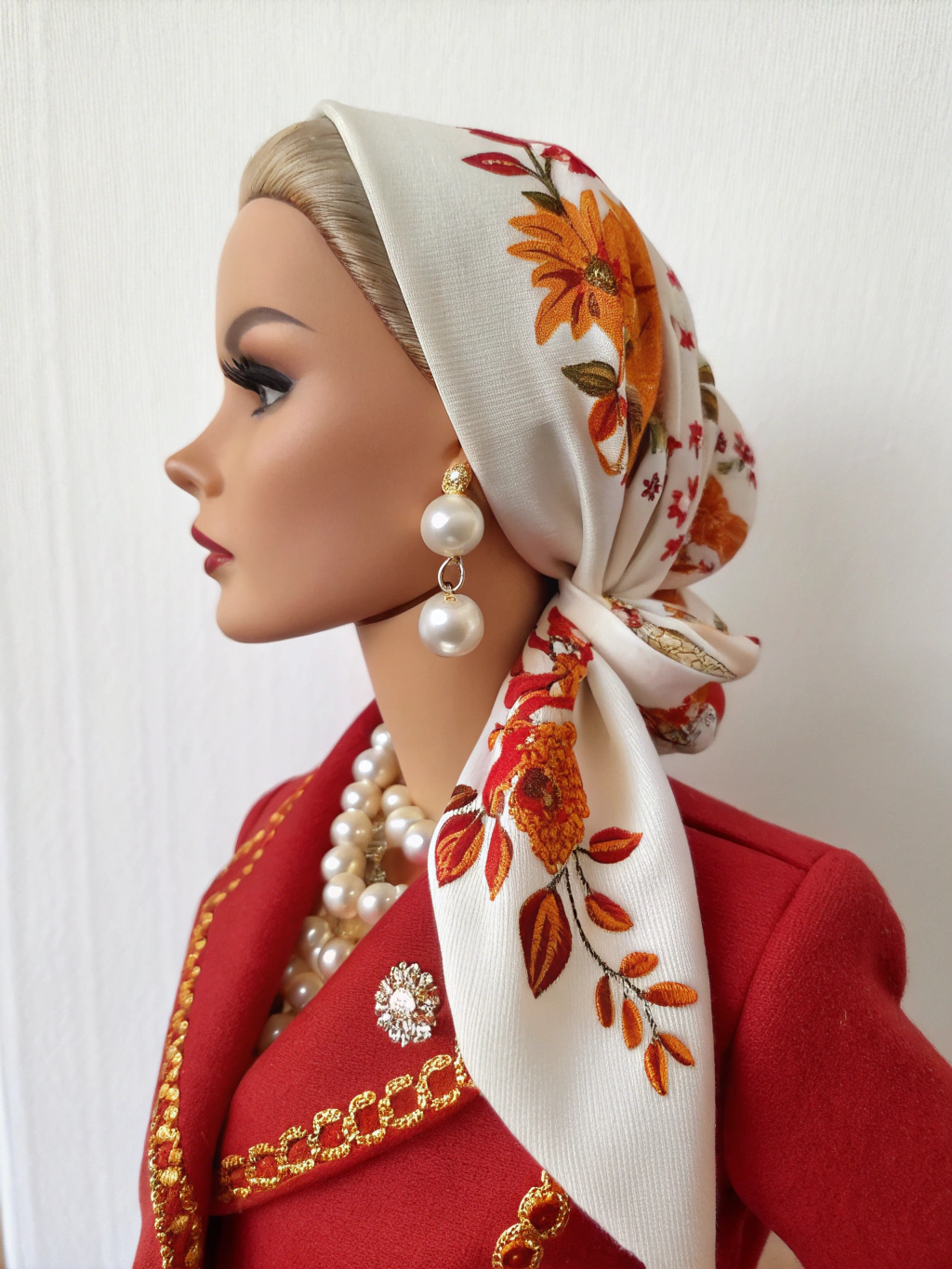 "Winter Bloom" | Elegant Barbie Portrait with Floral Scarf 3d modeling 3d rendering adobe illustrator art character design concept art design design inspiration floral graphic design illustration pattern design