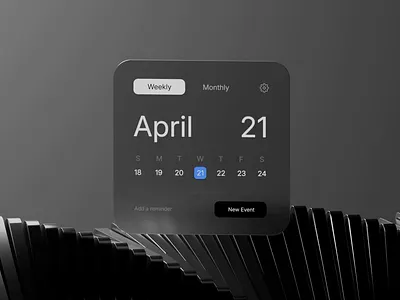 Futuristic Glass Calendar UI 3d abstract design animation blender calendar app calendar ui dark ui design futuristic ui glass ui inspiration interface design minimal ui product design ui ui design