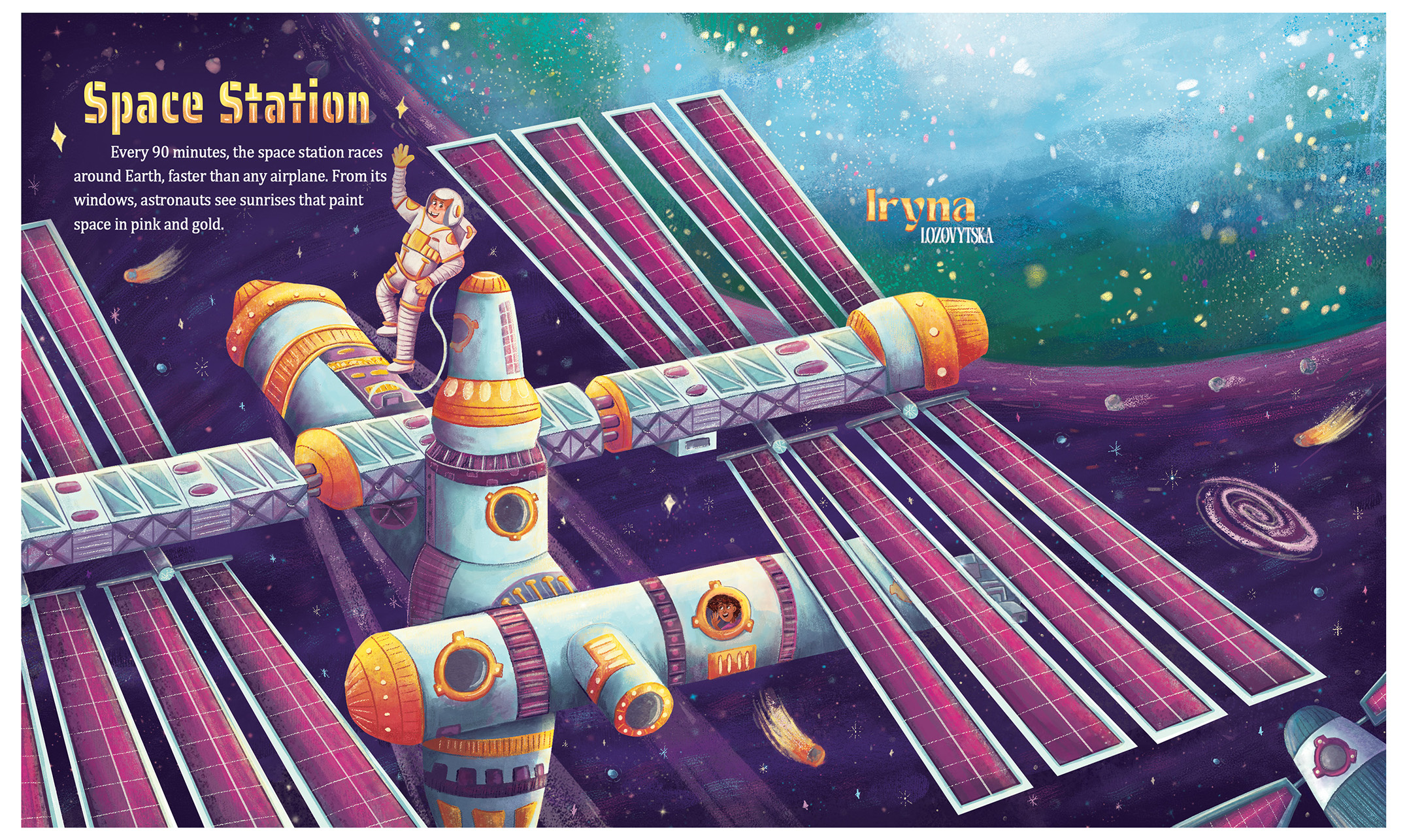 Children Book Illustrator - Art for Non-fiction book about Space 2d adobe photoshop book book cover cartoon character character design children book digital illustration drawing illustration illustrator people illustration space