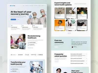 Healthinc - Health Consultation Landing Page Full Preview appointment card consultation doctor health healthcare hospital landing medicine nurse page patient recovery responsive section thumbnail trust ui design ux design welness