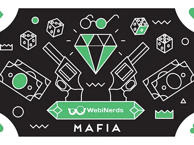 Webinerds Mafia cards branding design flat icons ill illustration outline ui vector yellow