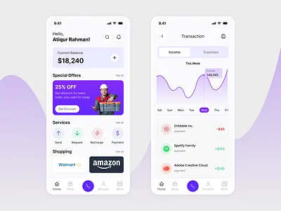 FinPay Mobile Banking App UI admin ui app design banking app clean ui dribbble shot figma ui finance dashboard fintech ui mobile banking mobile ui modern ui payment app saas ui ui kit uiux design wallet app