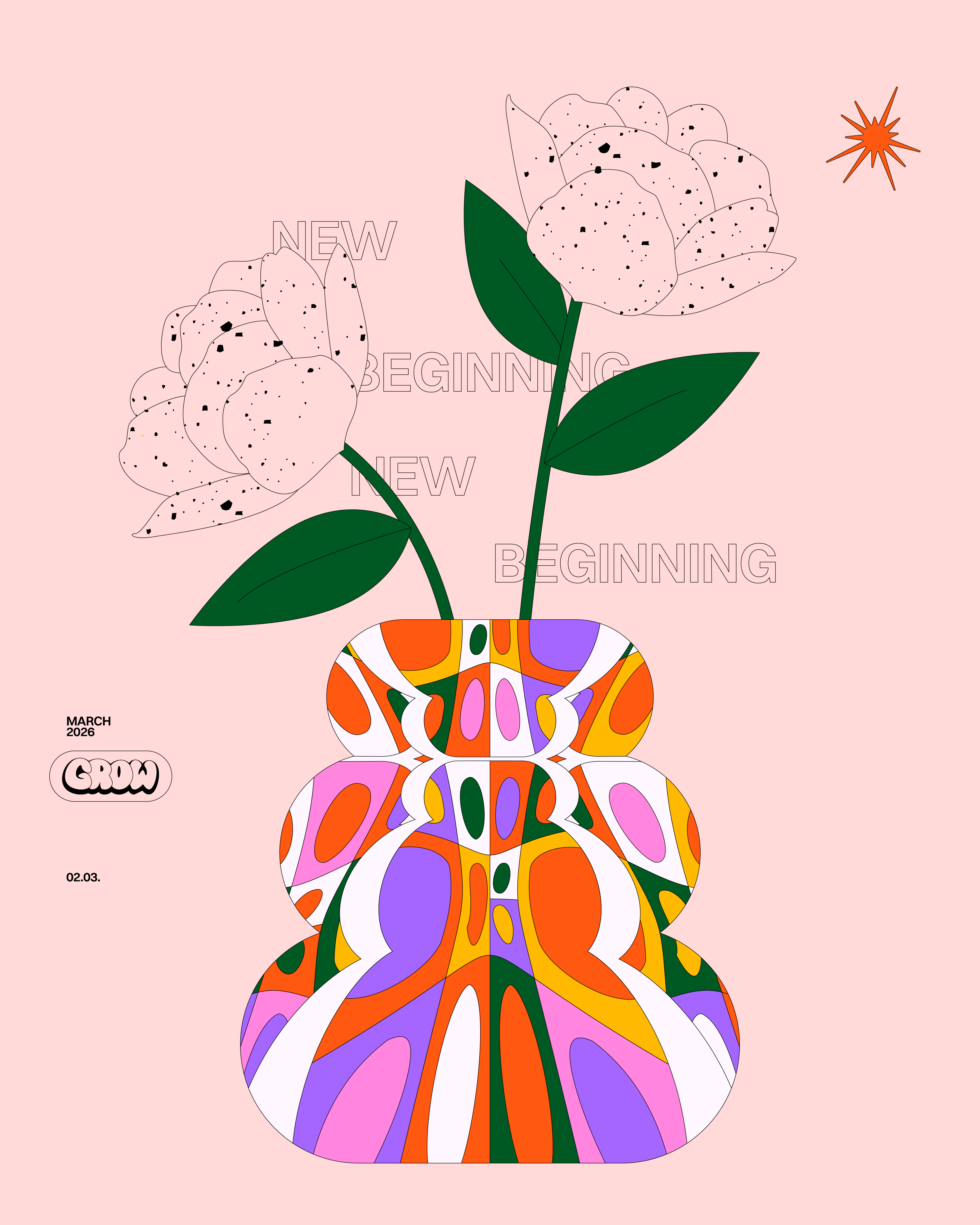 New Beginning abstract branding color color palette colorful floral flower graphic design hope new beginning optimism pettals plant plants symbols vase vector art