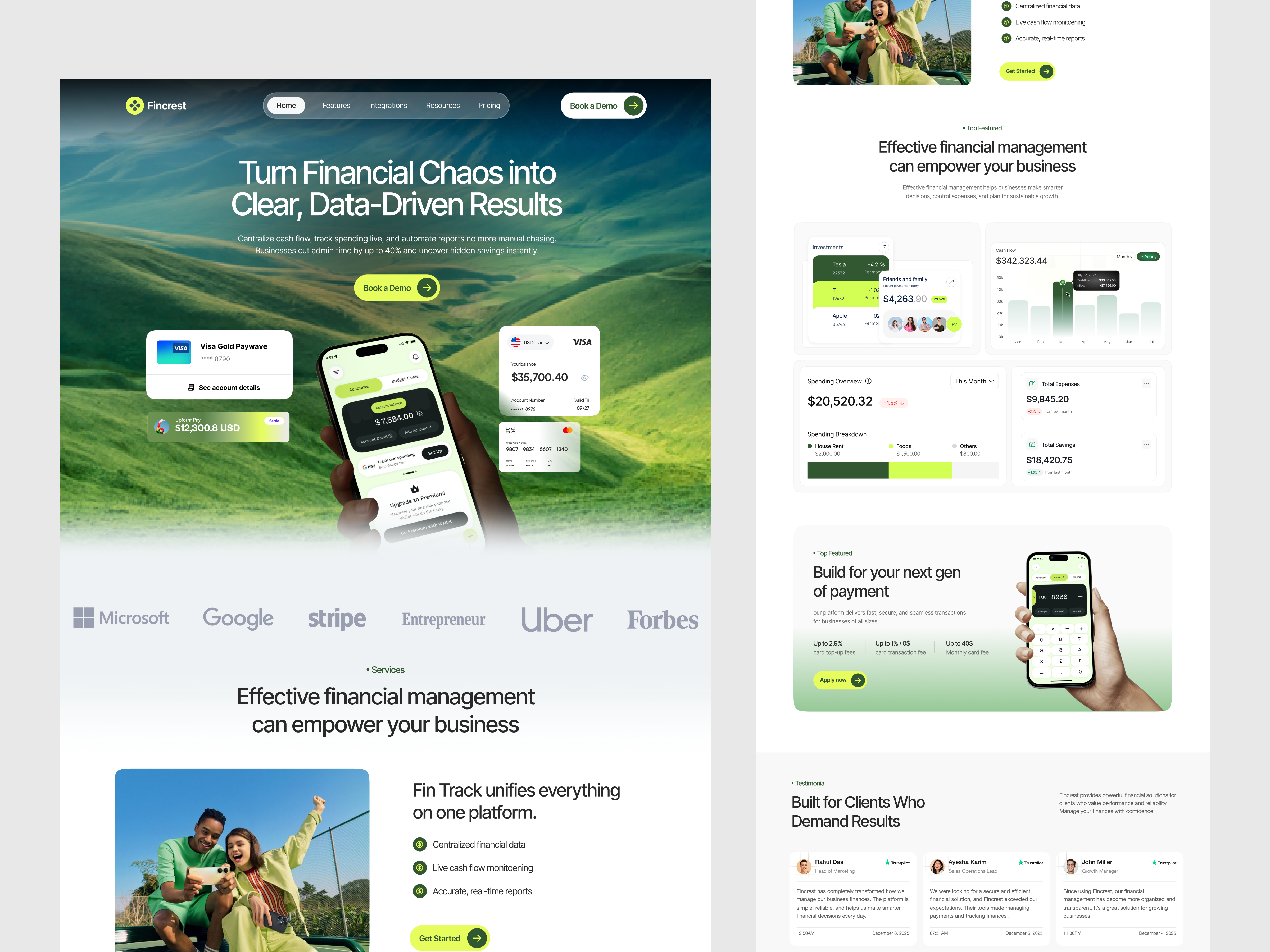 Fincrest - Finance Landing Page b2b b2c bank e wallet finance finance app finance landing page finance managment finance mobile app fintech fintech app fintech landing page fintech management fintech mobile app landing page payment saas wallet website
