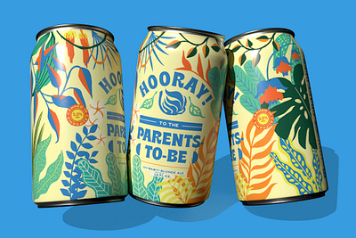 HOORAY! Baby Shower Canned Beverage 3d design graphic design illustration typography