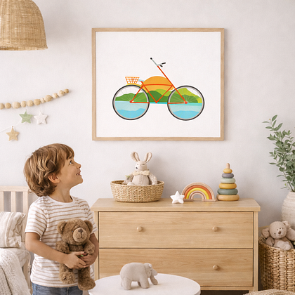 Kids Bicycle Wall Art – Printable Nursery Illustration