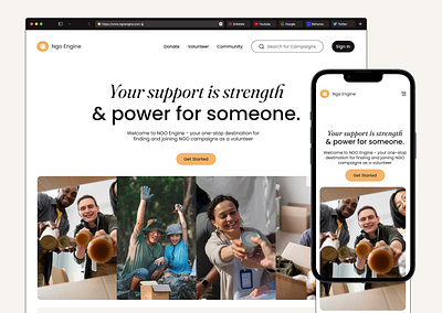 Ngo Engine | Non profit website campaign charity community donate figma fund raise homepage landing page ngo non profit social ui volunteer web web design