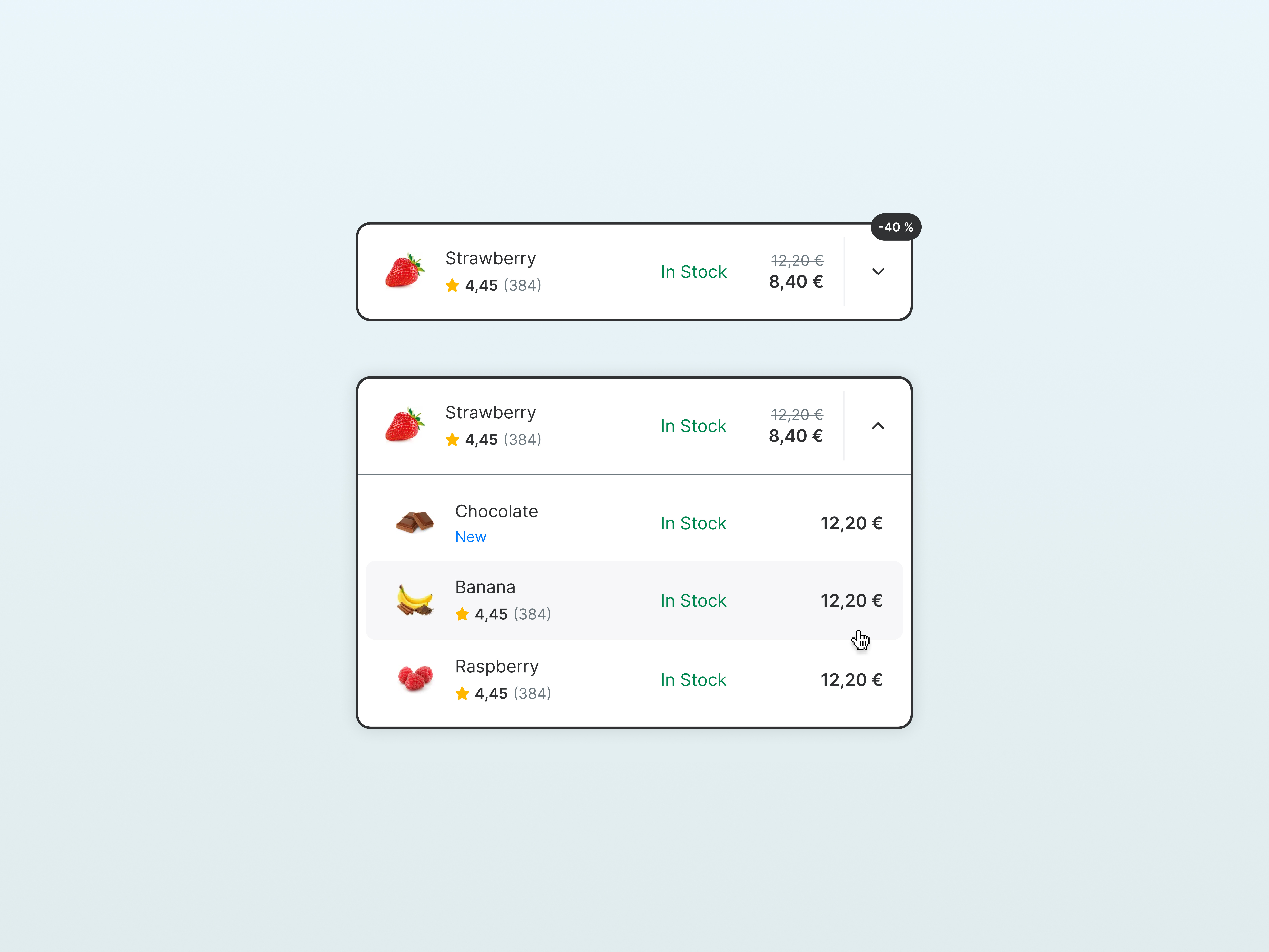 Flavors Selection – Simple & Efficient Dropdown