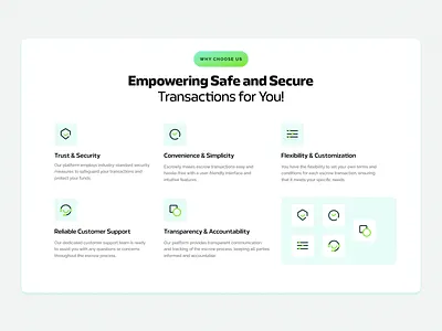 305 Escrowly – Why Choose Us Section escrow fintech fintech ui interactiondesign landingpage mobileapp product design saas saasap ui design uxdesign website websitesection websiteui