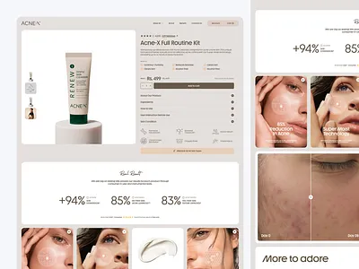 Acne-X Skincare Product Page UI Design 3d beauty beautybrand ecommerce product details product page product page ui productdesign single product details skincare ui uiux ux webdesign websiteui