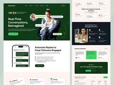 Message App Landing Page – Modern UI/UX Design app showcase chat app clean ui conversion focused landing page messaging app minimal design mobile app landing modern design product website saas landing page ui ui design ux design web design website design