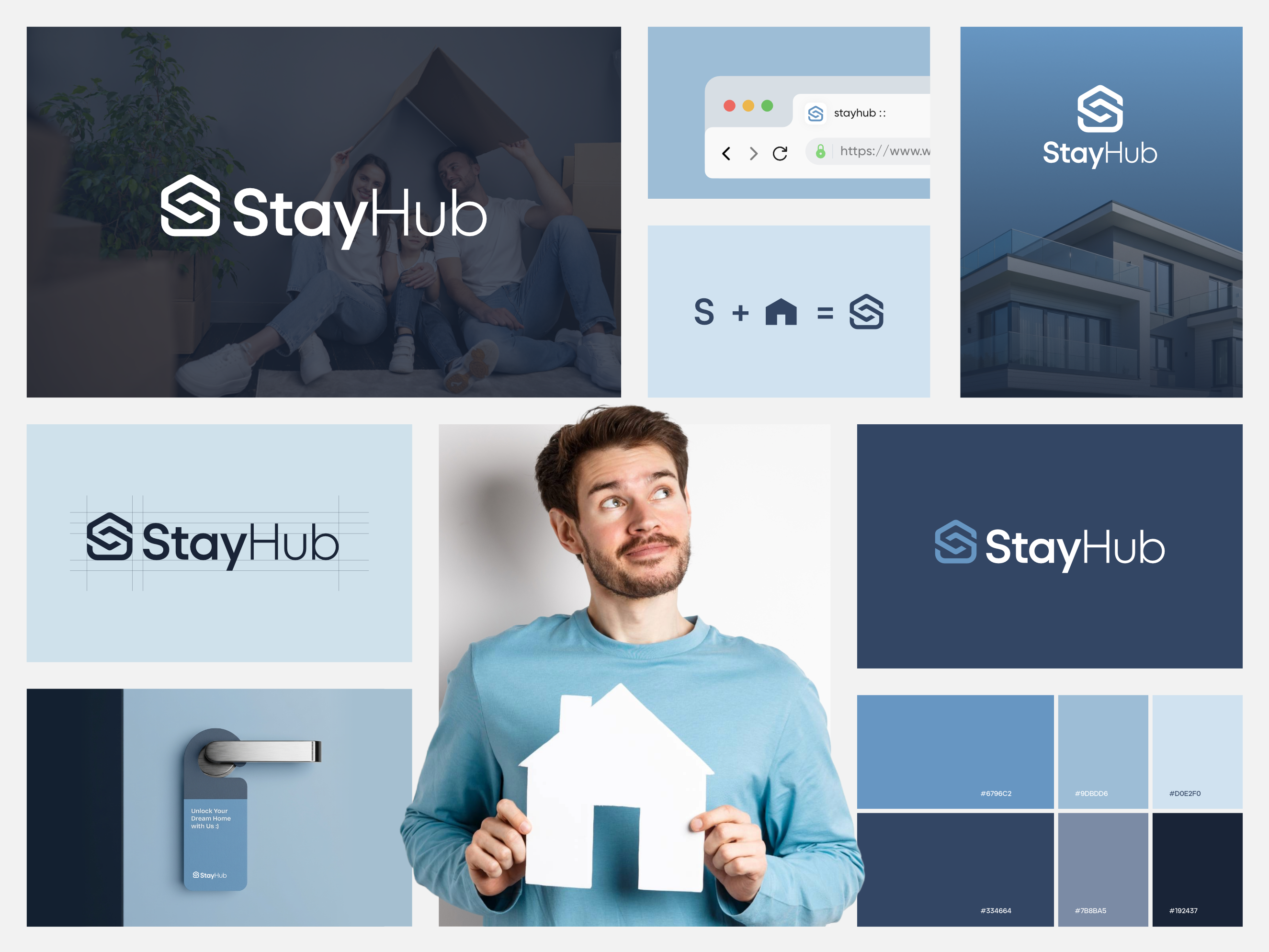 StayHub — Brand Identity brand identity branding design fiverr graphic design illustration logo logo design minimal minimal logo modern logo property logo real estate branding startup branding ui ux vector