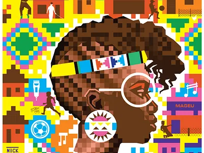 Pixel lase Kasi african african contemporary art african print african woman cato manor design illustration kasi life mzansi art number 1 mageu packging design vector