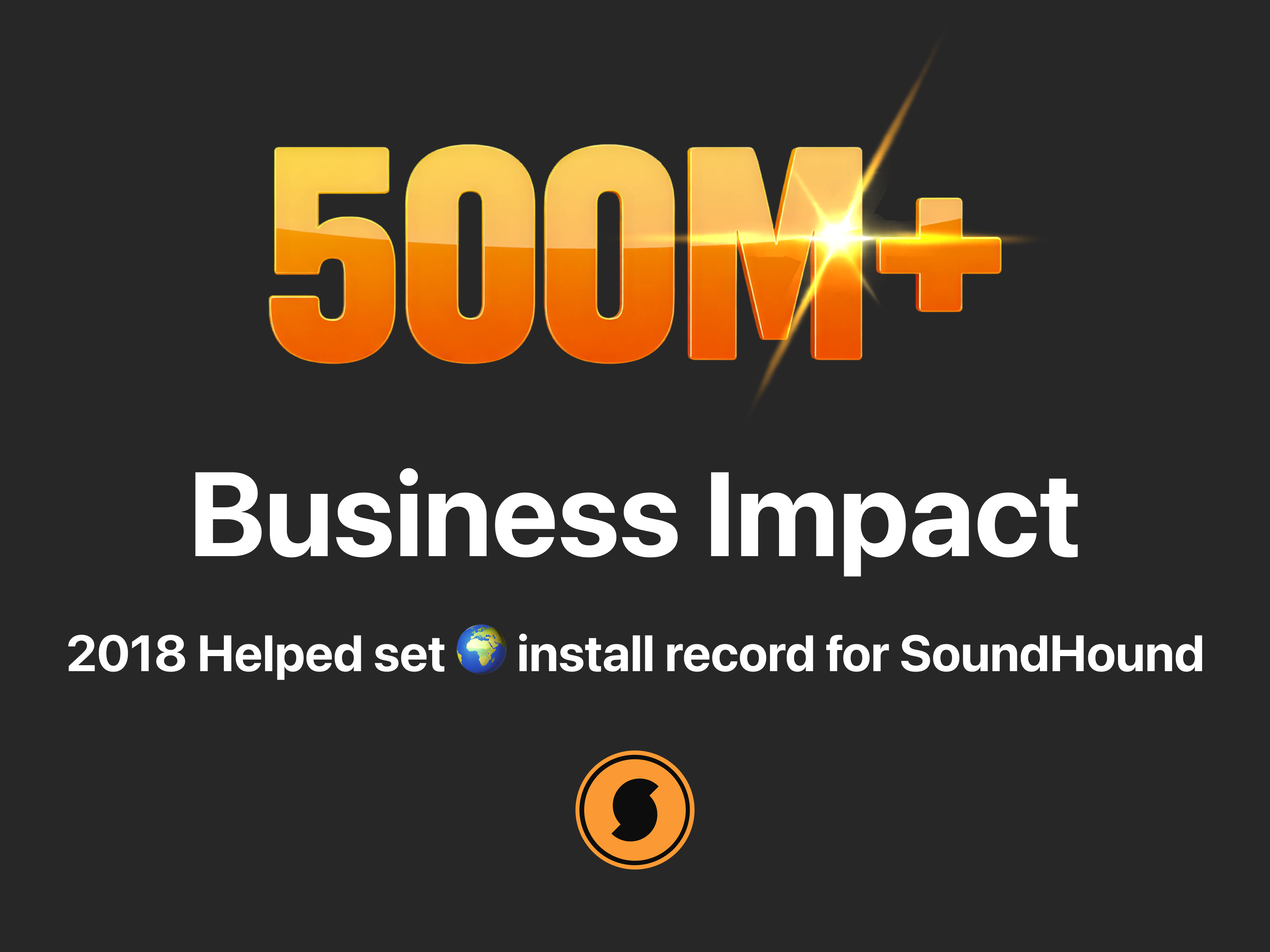 2018 SoundHound World Installs at 500M+ ai aquisition artificial intelligence audio branding customers design id identification impact install music sign up soundhound ui users ux