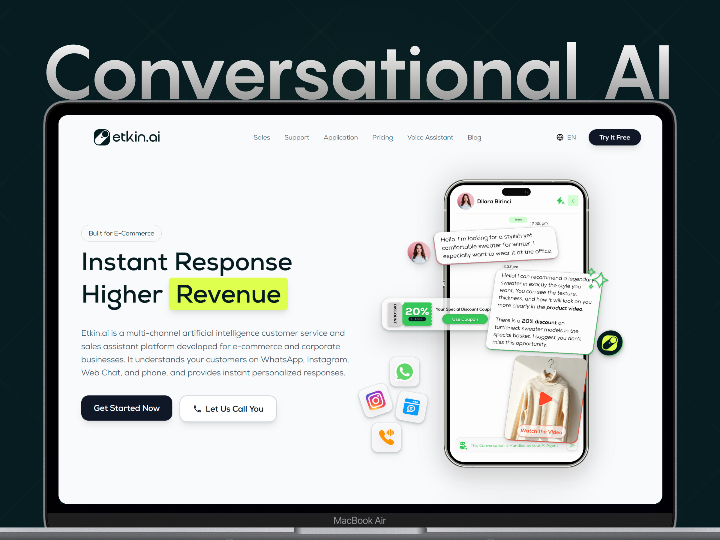 Smart Conversational AI agentic ai customer support dashboard e commerce saas saasdesign sales agent salesautomation ui webdesign
