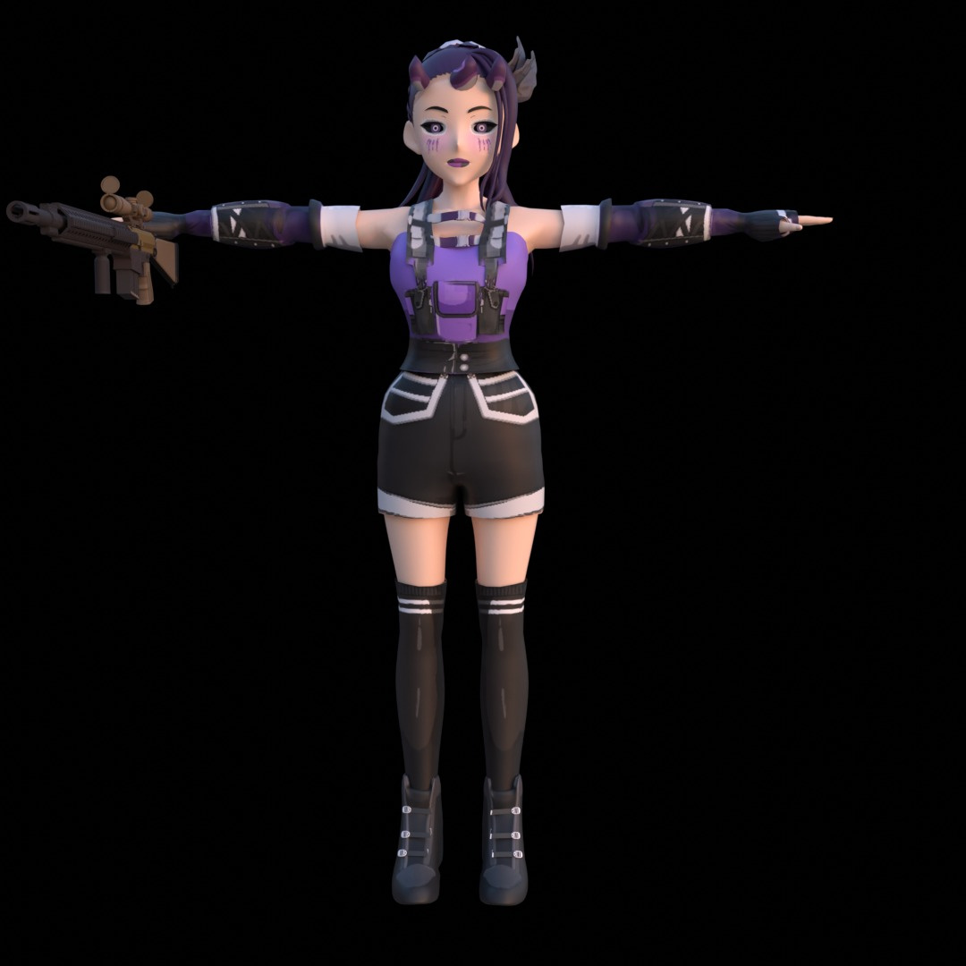 Alisha for VRChat 3d 3d model anime blender cartoon commission design graphic design rig stallion studio limited vrchat