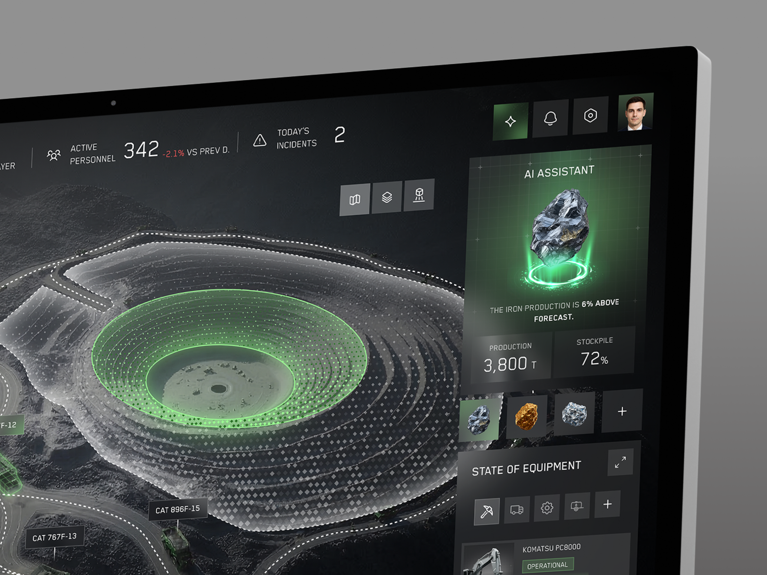 Forge.AI — Mining Operations Dashboard ai darkmode dashboard dataviz industrial interface mining productdesign saas ui uidesign ux