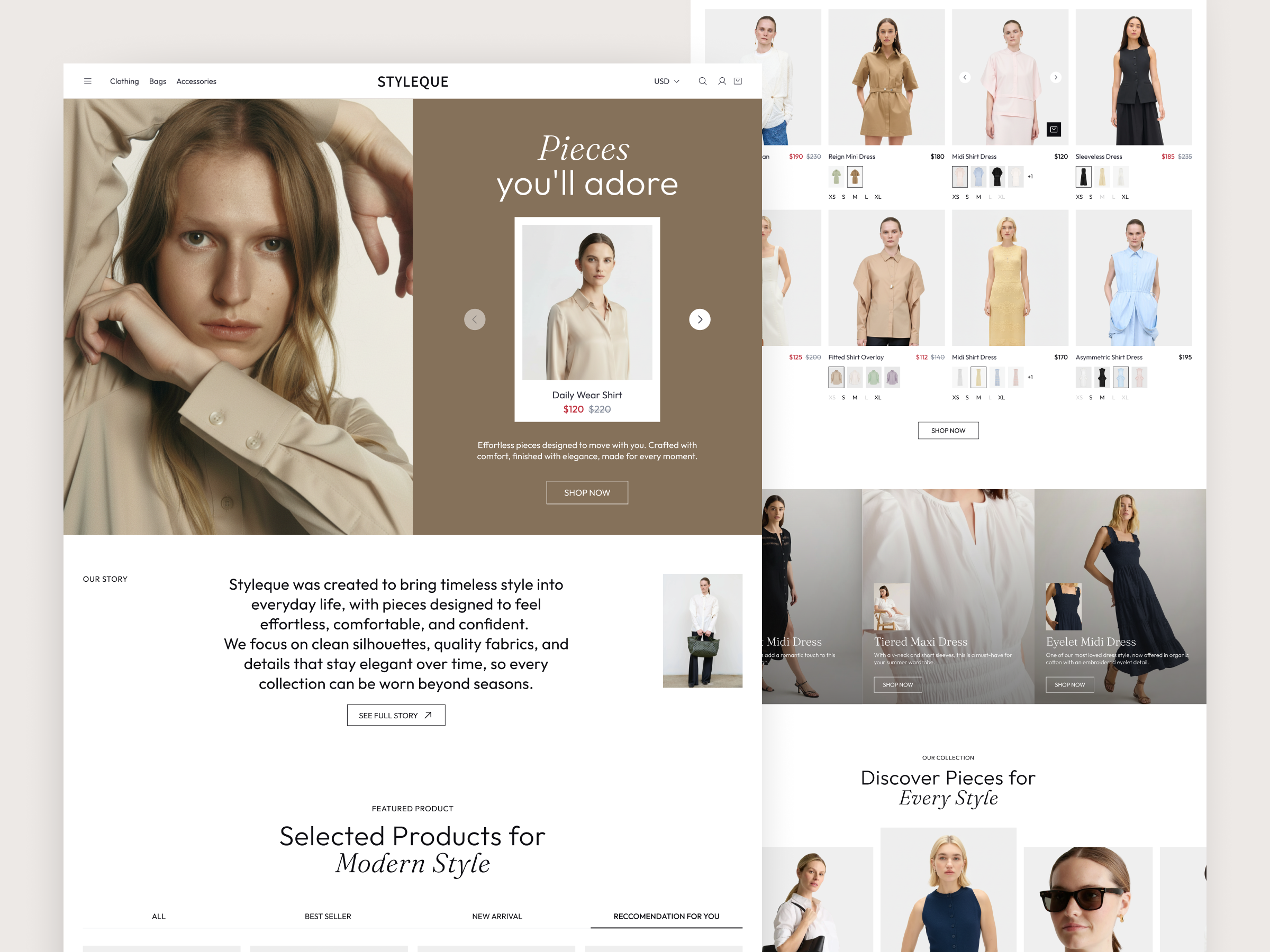Example of Styleque &acirc; Fashion E-Commerce Website