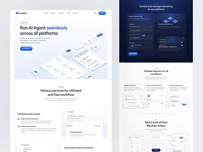 Moniveo - AI Automation Platform Page ai ai automation ai automation website ai website animate artificial intelligence automation website b2b clean landing page modern platform page saas startup ui design web design website