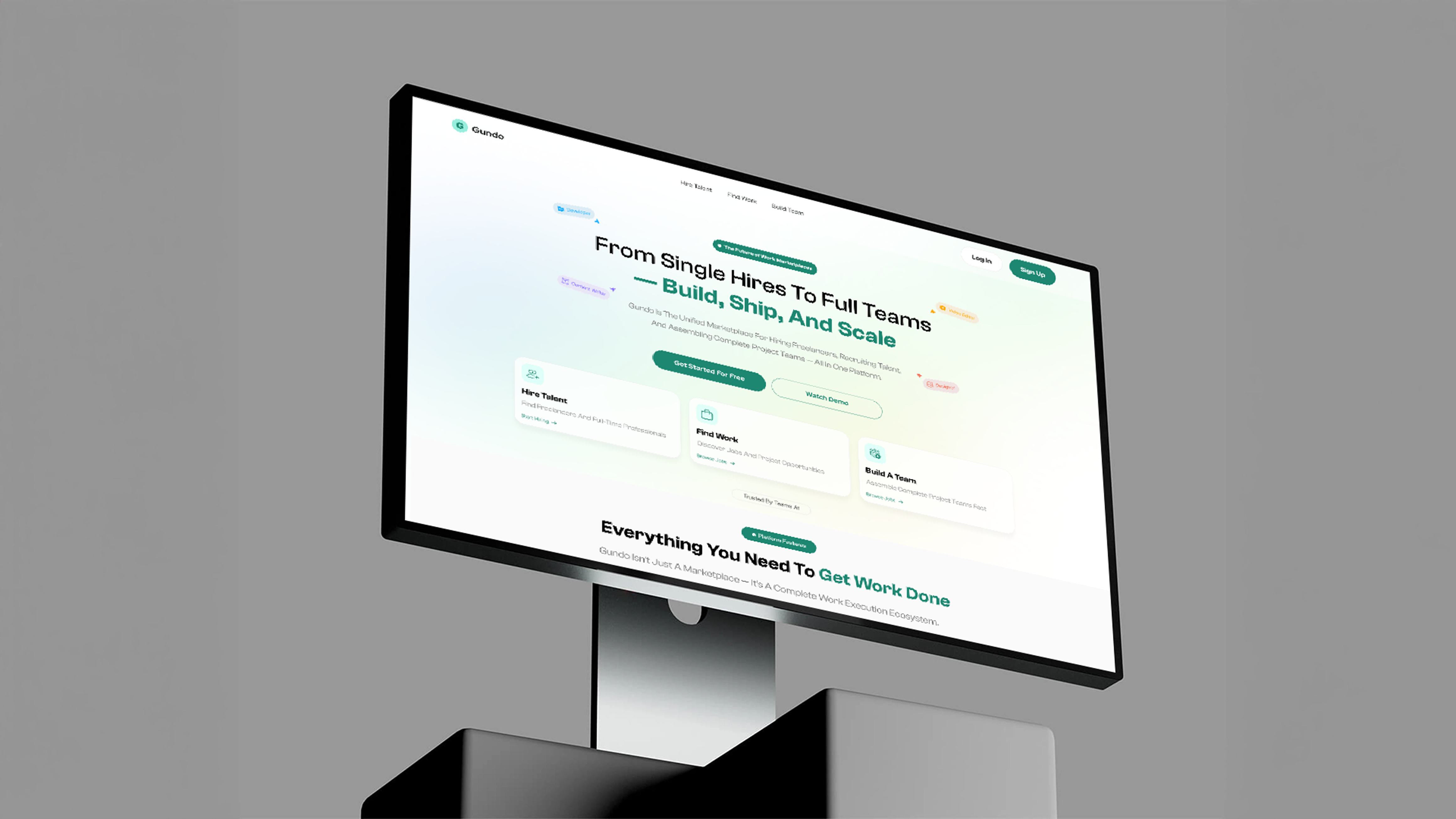 Gundo — Global Work Marketplace Platform Design brand identity branding dashboard design graphic design logo mobile design software design ui uiux design web design