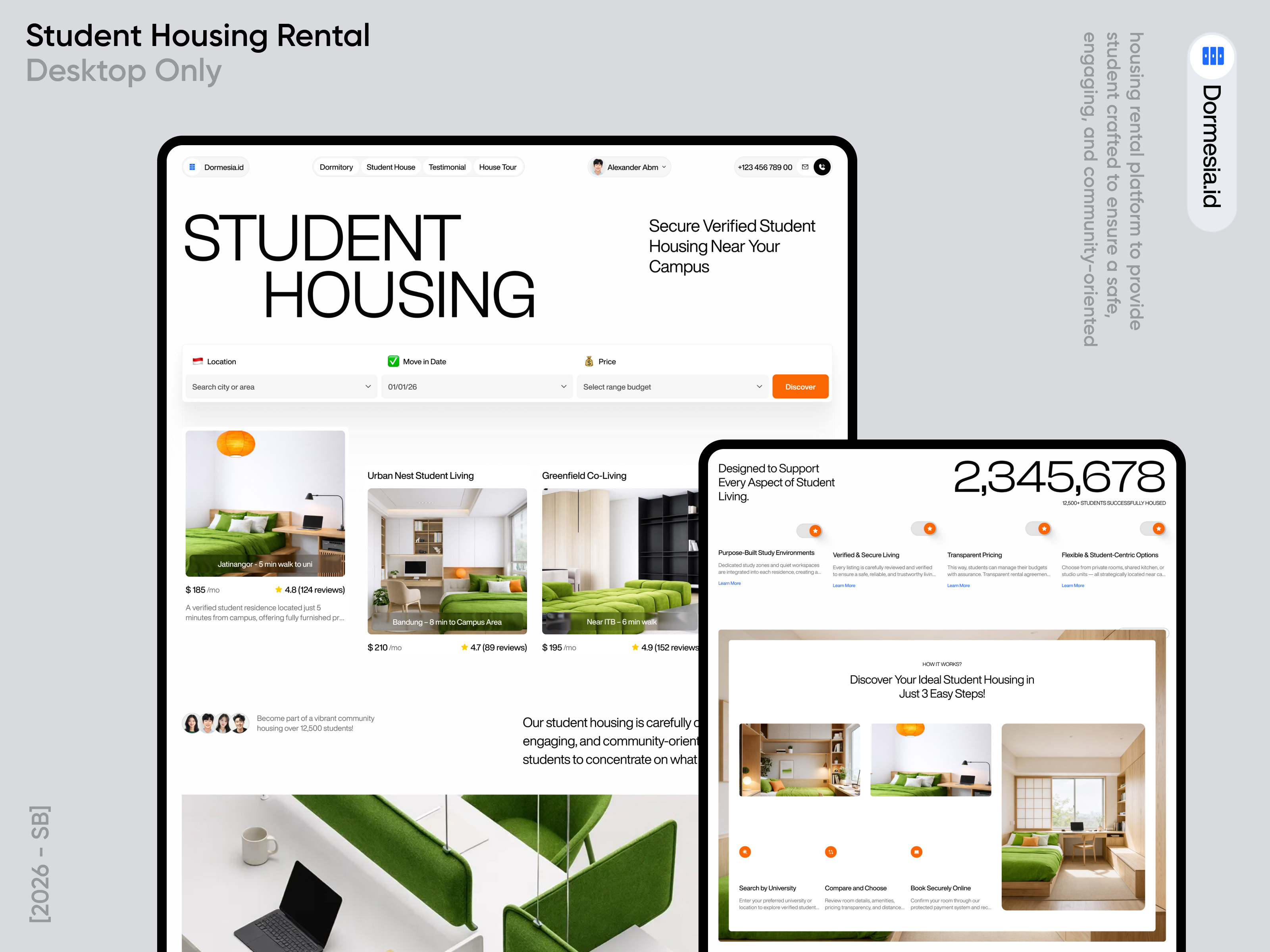 Student Housing Living Rental booking cluster company design elementor house landing living page property rental student ui villa webflow website wordpress
