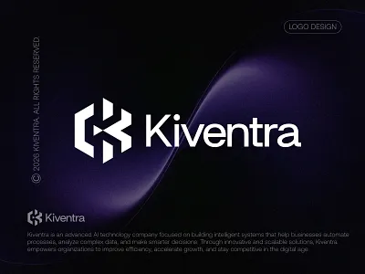 Kiventra - Logo Design ai ai logo brand identity branding design icon identity k logo letter logo logo logo creation logo design logo designer logodesign logos logotype mark saas logo tech logo
