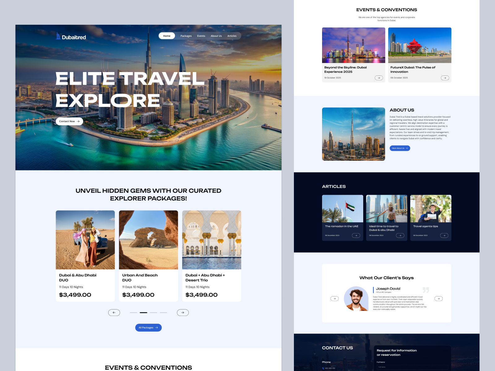 Example of Travel Booking Website UI Design
