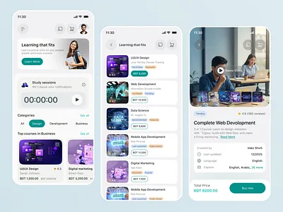 E-Learning Mobile App UI Design app design course app ui e learning education app elearning app learn learning learning platform lesson mobile mobile app mobile app design online course app product study task ui design uiux ux design web