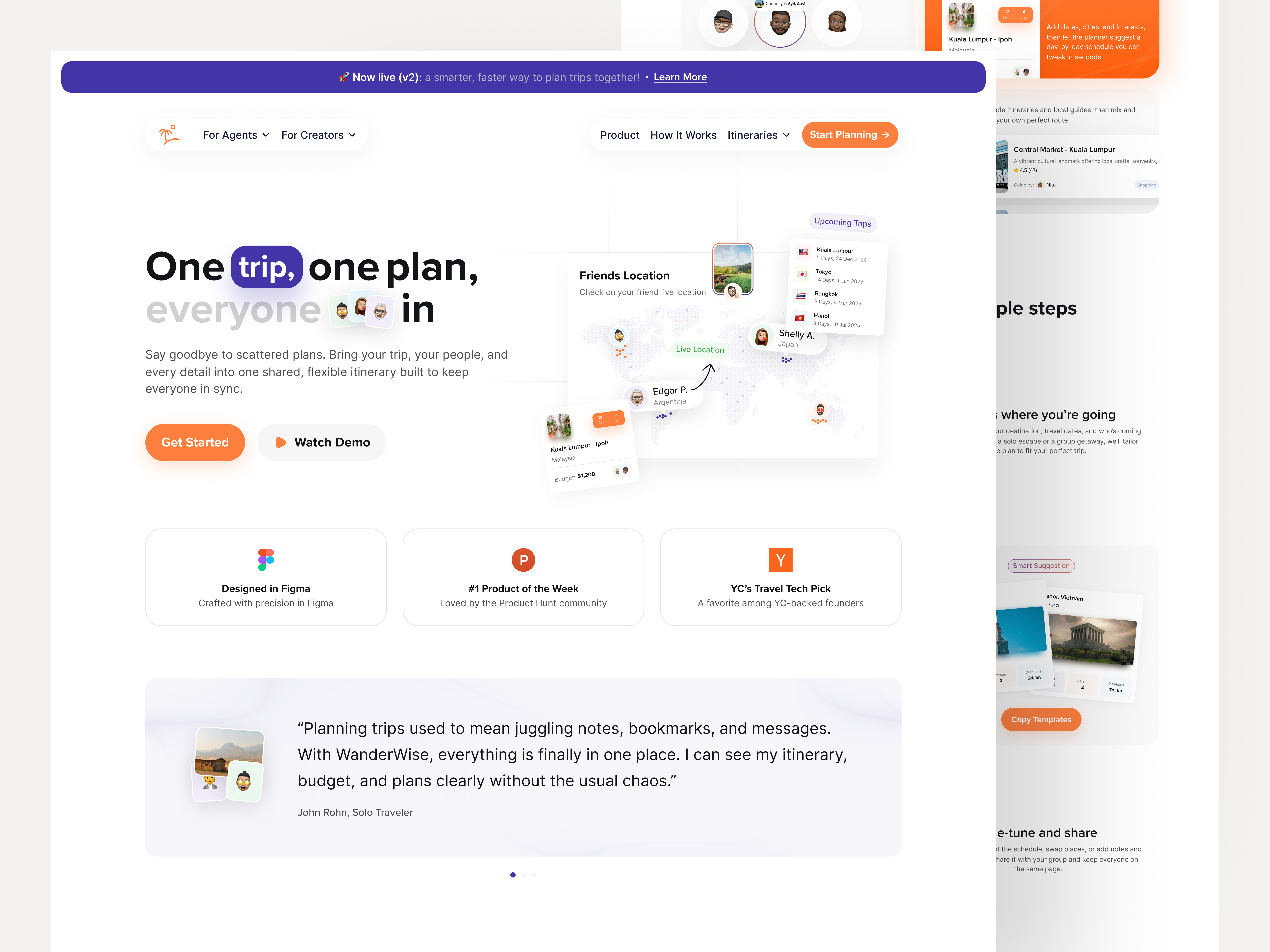 Example of Travel Itinerary Landing Page