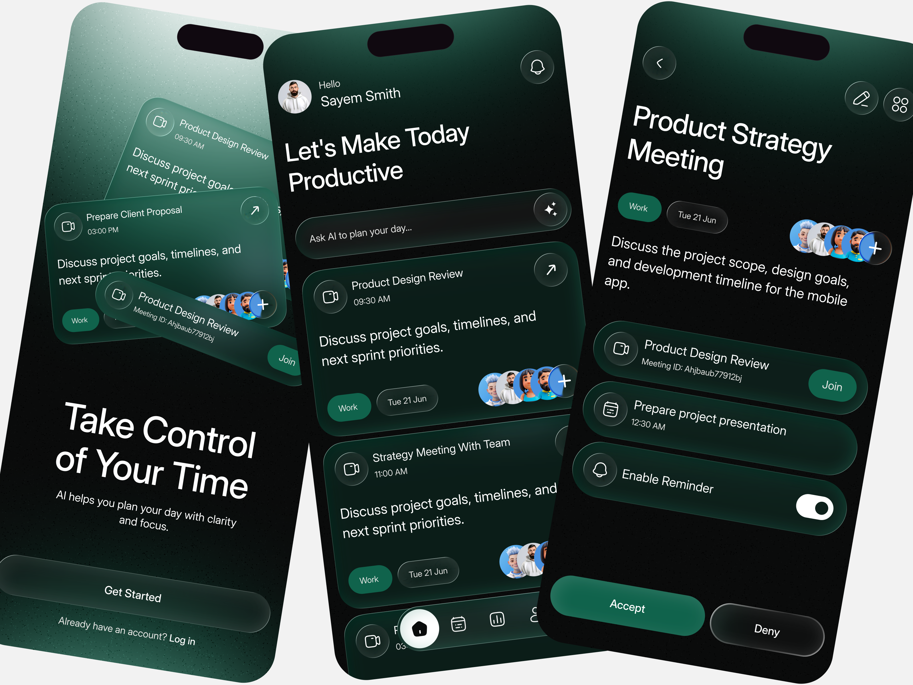 AI Task Planner Mobile App ai planner ai powered ai productivity app ai task manager app ai task planner ai todo app app design card ui daily planner dashboard ui mobile ui modern ui planning app productivity app schedule app task dashboard task management task manager task planner todo app