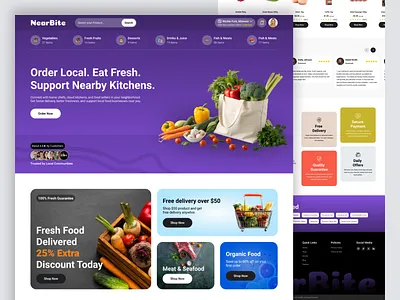 NearBite: Redefining the Local Food Ordering Experience branding delivery design eat fresh food food app design food market order product design shipping ui ui design ui ux design ux uxdesign web design