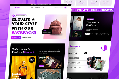 Clothing Store Web Design backpack clothing store ecommerce fashion gradient gradient blur hero header landing page logo magazine marketplace purple tshirt ui ux website