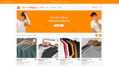 Minimal Shopping - Shopping cart web app design animation branding design designer figma graphic design illustration landing landing page logo orange shopping typography ui uiux ux vector web webdesign wireframe