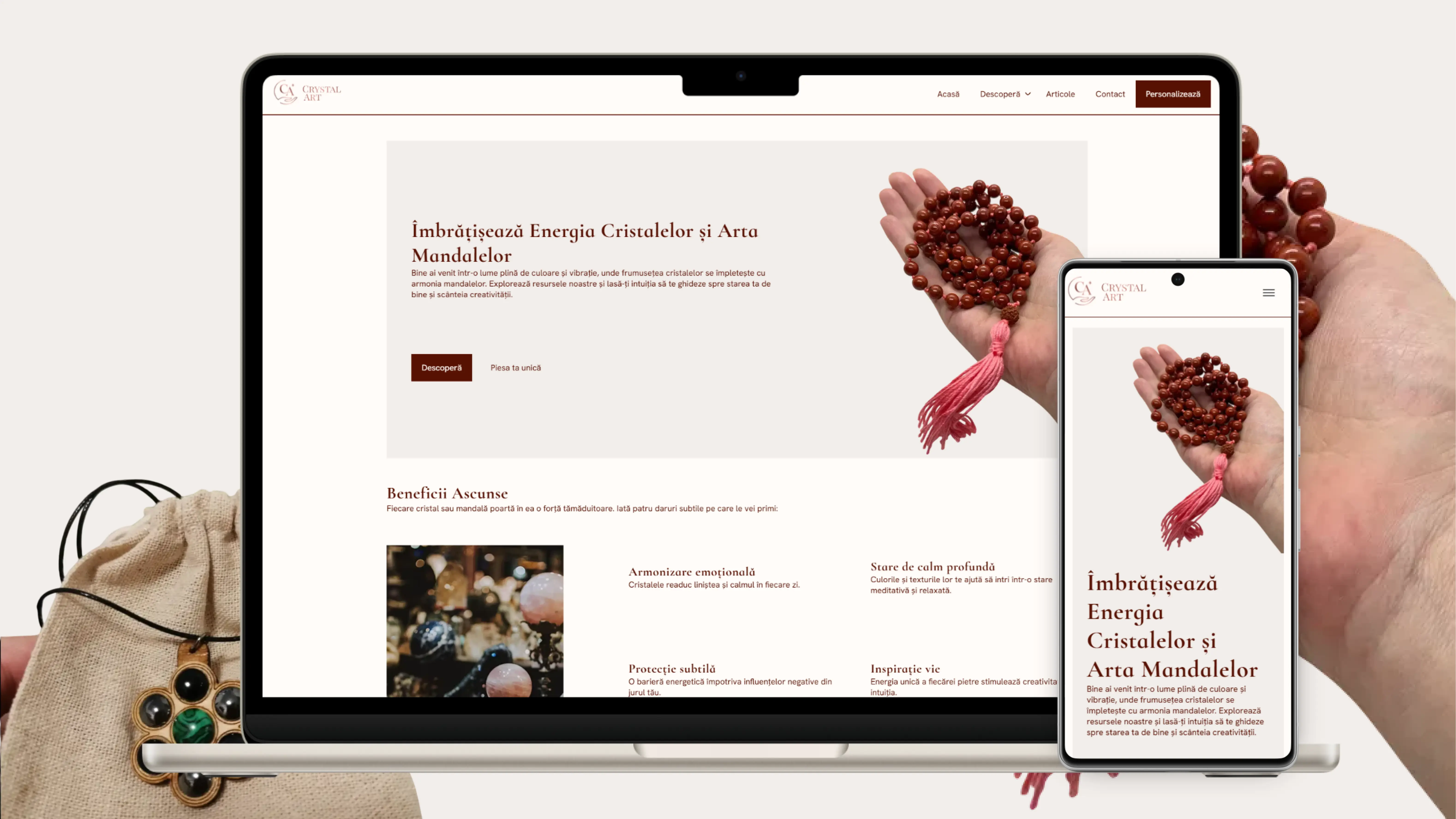 Website for a handmade jewelry branding developement jewelry ui website