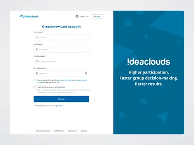 Ideaclouds login screen UI app app design app ui best designer best web design dashboard login login screen productivity tool shahriar sultan ui web webapp