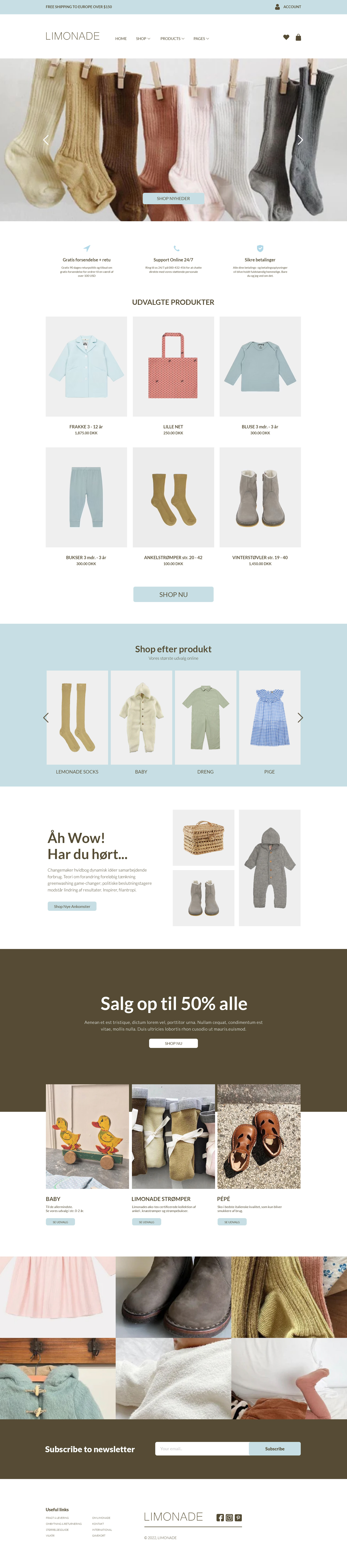 Limoade Landing Page apparel baby store boutique childrenswear clean design e commerce earth tones fashion brand homepage kids fashion landing page minimalist ui modern organic retail design scandinavian design soft color palette ui design web design web layout