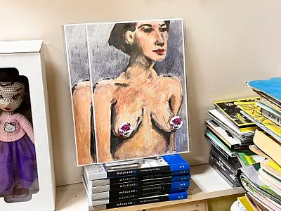 Poster from oil painting art artist bookstore drawing eka panova girl nude oil painting paints russia woman