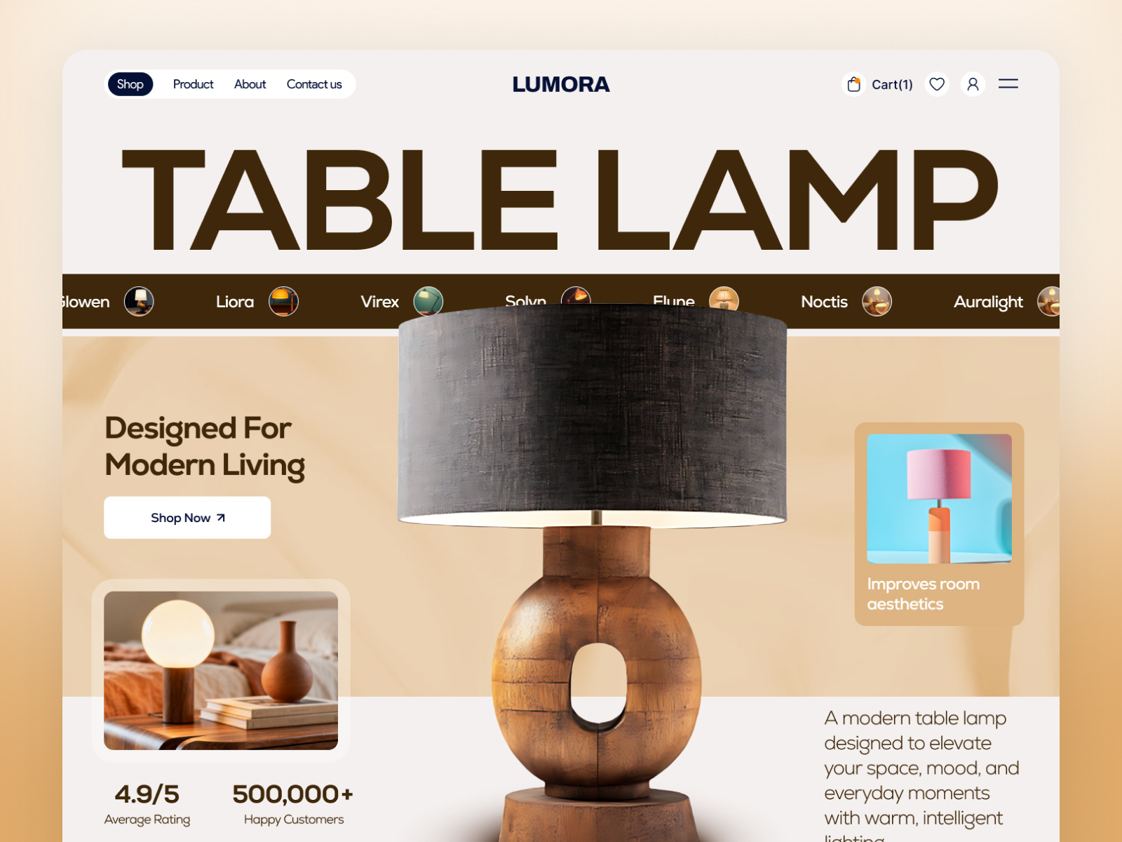 Illuminate Tomorrow with Modern Smart Lighting Your Home decoration design development ecommerce graphic design header section design hero section home home decor lamp landing page mobile app real estate responsive website design shopify table lamp tech website techwitpro uiux wordpress