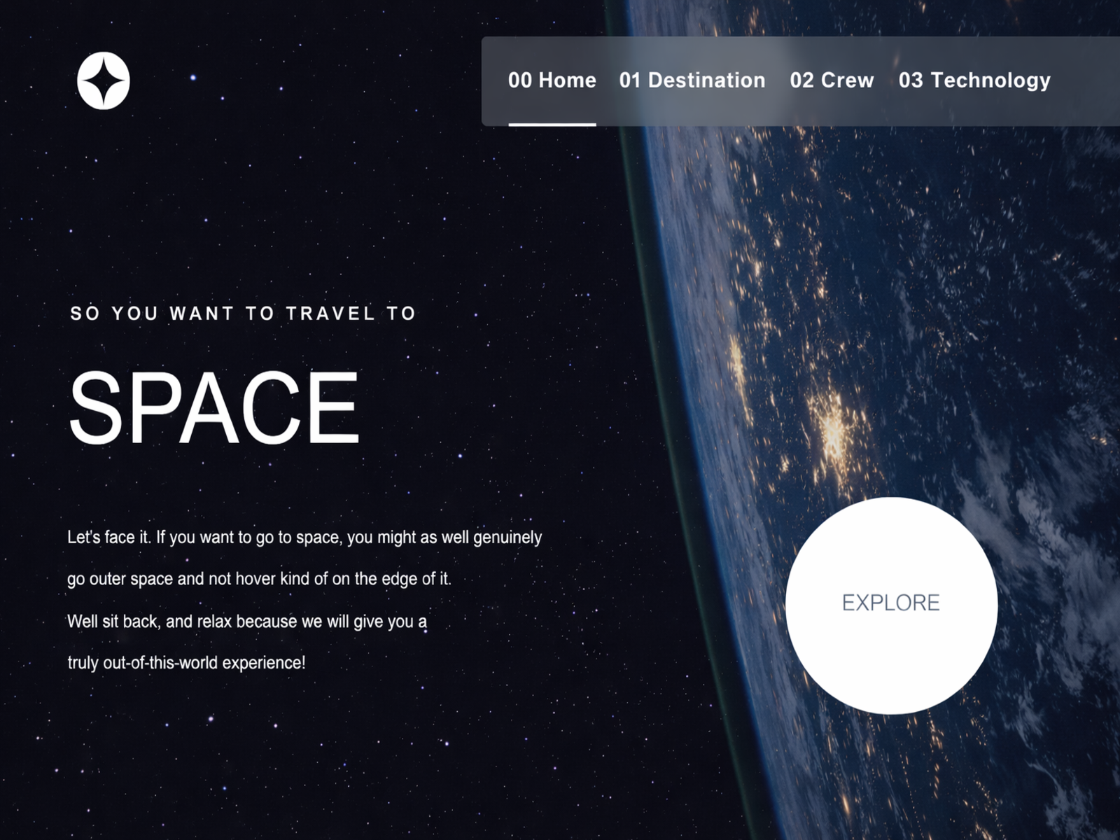 Space Tourism Landing UI