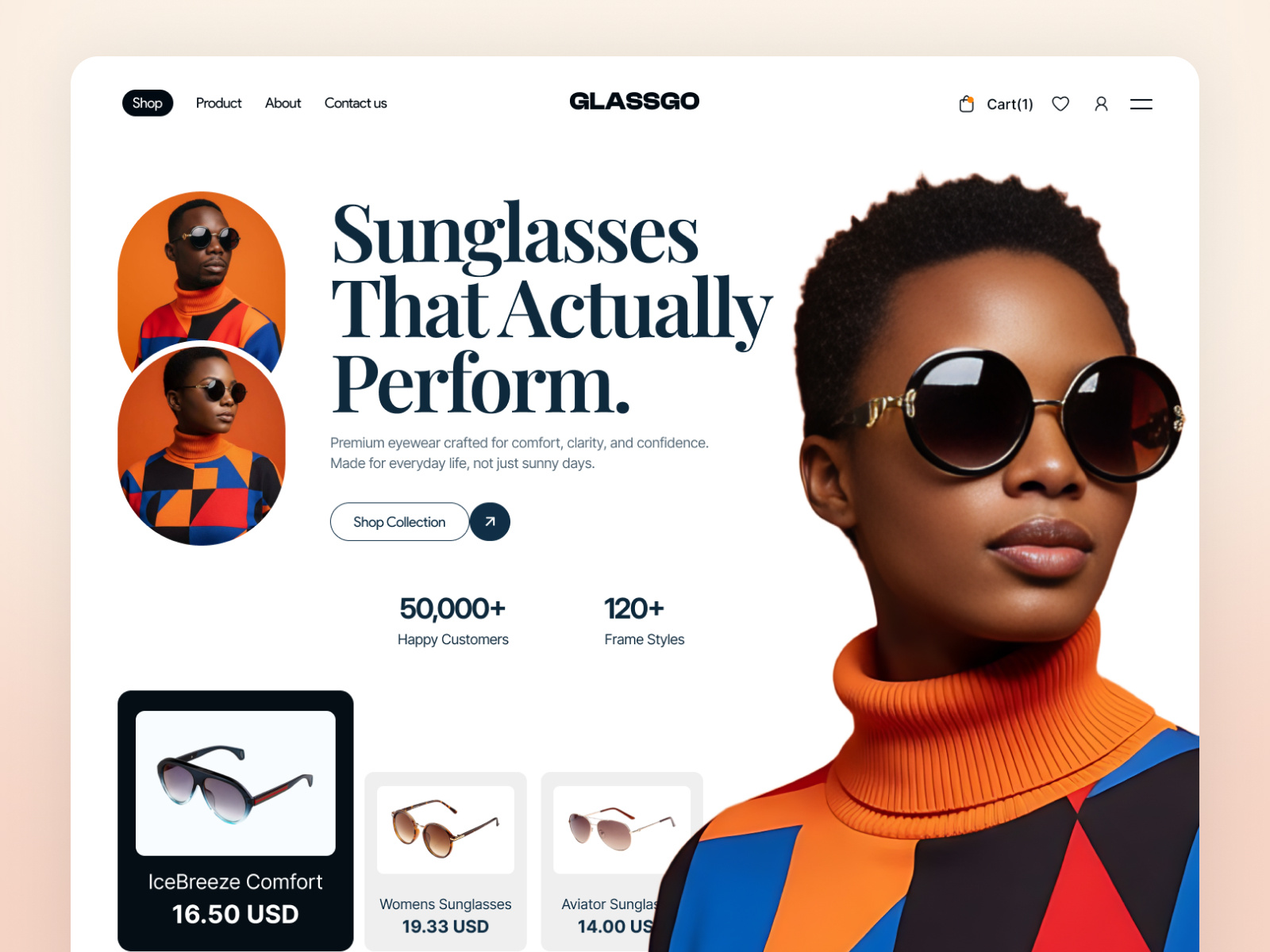Glassgo - Modern Vision, Timeless Style Website Design Concept branding ecommerce glass header section header website landing page mobile app design modern web design responsive website shopify techwitpro ui uiux design web design website website design wordpress