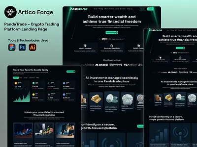 PandaTrade – Crypto Trading Platform Landing Page clean crypto landing page crypto trading dark theme financial fintech investment platform landing page modern product real time trading responsive saas trading ui ux web design web3