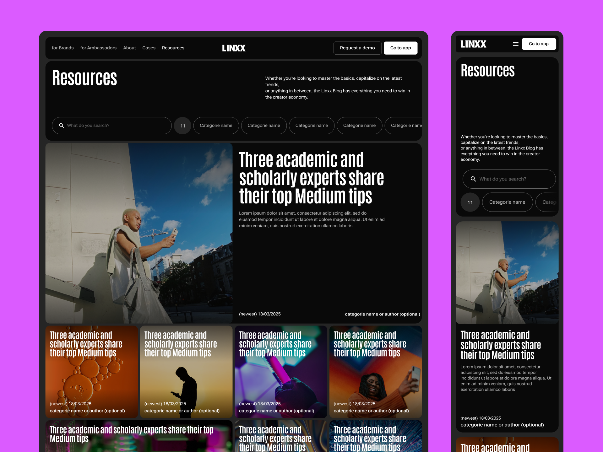 Blogger × Brand Matchmaking — Promo Website blog blogger bold branding landing modern page promo style ui ux web design website